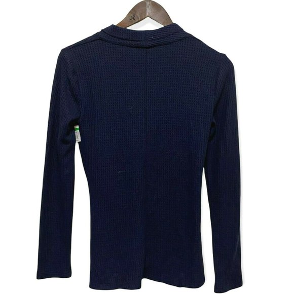 1.State Women's Size XS Waffle-Knit Ribbed Surplice Wrap Top Shirt Solid Black - Picture 7 of 7